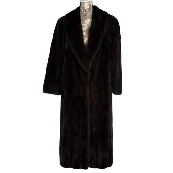 Vintage BILL BLASS for EVANSFURS at LAZARUS Full Length Mink Coat Womens Large? - Picture 2 of 12